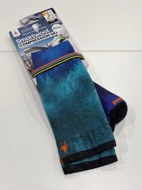 SmartWool Women's Large Ski Targeted Cushion Compression Socks Blue NWT Black